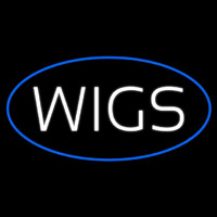 Wigs Oval Blue Neon Skilt