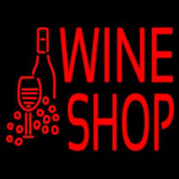 Wine Shop With Bottle And Glass Neon Skilt