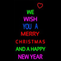 Wishing Merry Christmas Happy New Year Neon Skilt