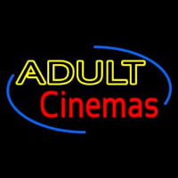 Yellow Adult Red Cinemas Neon Skilt