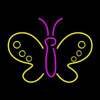Yellow And White Butterfly Neon Skilt