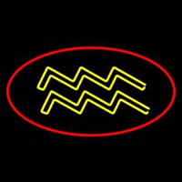 Yellow Aquarius Red Border Neon Skilt