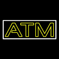 Yellow Atm White Border Neon Skilt