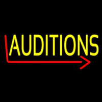 Yellow Auditions Arrow Neon Skilt