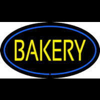 Yellow Bakery Oval Blue Neon Skilt