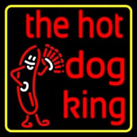 Yellow Border Red The Hot Dog King Neon Skilt