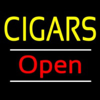Yellow Cigars Open White Line Neon Skilt