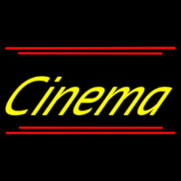 Yellow Cursive Cinema With Line Neon Skilt