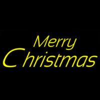 Yellow Cursive Merry Christmas Neon Skilt