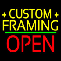 Yellow Custom Framing Open 1 Neon Skilt