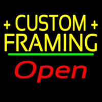 Yellow Custom Framing Open 2 Neon Skilt