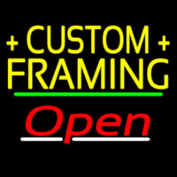 Yellow Custom Framing Open 3 Neon Skilt