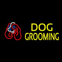 Yellow Dog Grooming With Logo Neon Skilt