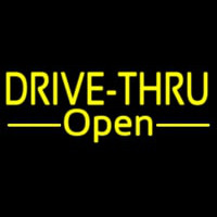 Yellow Drive Thru Open Neon Skilt