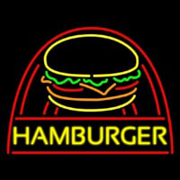 Yellow Hamburger With Logo Neon Skilt