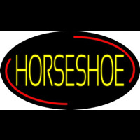 Yellow Horseshoe Block Neon Skilt