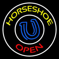 Yellow Horseshoe Open Neon Skilt