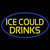 Yellow Ice Cold Drinks Neon Skilt