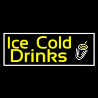 Yellow Ice Cold Drinks Neon Skilt