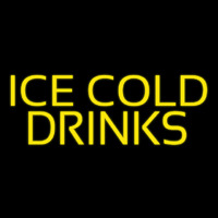 Yellow Ice Cold Drinks Neon Skilt