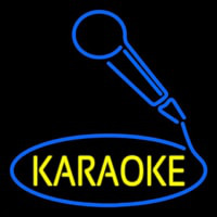 Yellow Karaoke With Mike Logo Neon Skilt