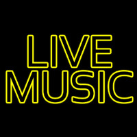 Yellow Live Music Block Neon Skilt