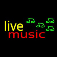 Yellow Live Music Cursive Neon Skilt