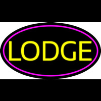 Yellow Lodge With Pink Border Neon Skilt