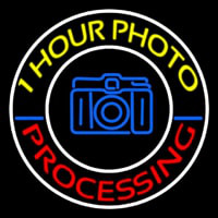 Yellow One Hour Photo Processing Neon Skilt