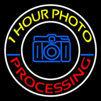 Yellow One Hour Photo Processing Neon Skilt