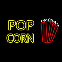 Yellow Popcorn With Logo Neon Skilt