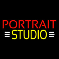 Yellow Portrait Studio With White Line Neon Skilt