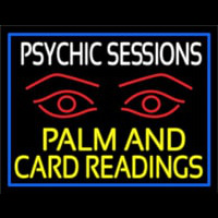 Yellow Psychic Sessions With Red Eye Neon Skilt