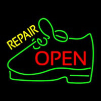 Yellow Repair Shoe Open Neon Skilt