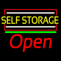 Yellow Self Storage Block With Open 1 Neon Skilt