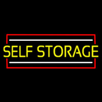 Yellow Self Storage Block With White Line Neon Skilt