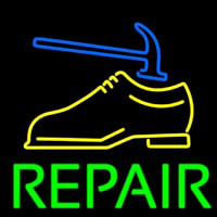 Yellow Shoe Green Repair Neon Skilt