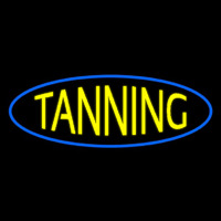 Yellow Tanning Blue Oval Neon Skilt