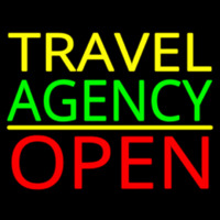 Yellow Travel Green Agency Open Neon Skilt