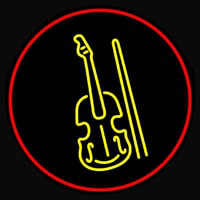 Yellow Violin Logo Red Border Neon Skilt