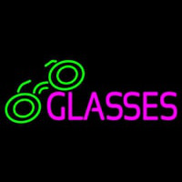 Pink Glasses Green Logo Neon Skilt
