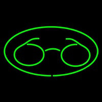 Glasses Logo Oval Green Neon Skilt