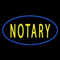 Yellow Notary Oval Blue Border Neon Skilt