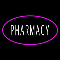 White Pharmacy Pink Oval Border Neon Skilt