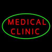 Red Medical Clinic Oval Green Neon Skilt