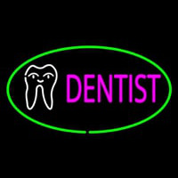 Pink Dentist Oval Green Neon Skilt