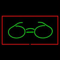 Glasses Logo Rectangle Red Neon Skilt