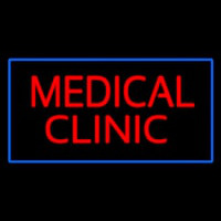 Medical Clinic Rectangle Blue Neon Skilt