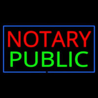 Notary Public Blue Border Neon Skilt