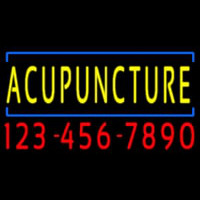 Yellow Acupuncture With Phone Number Neon Skilt